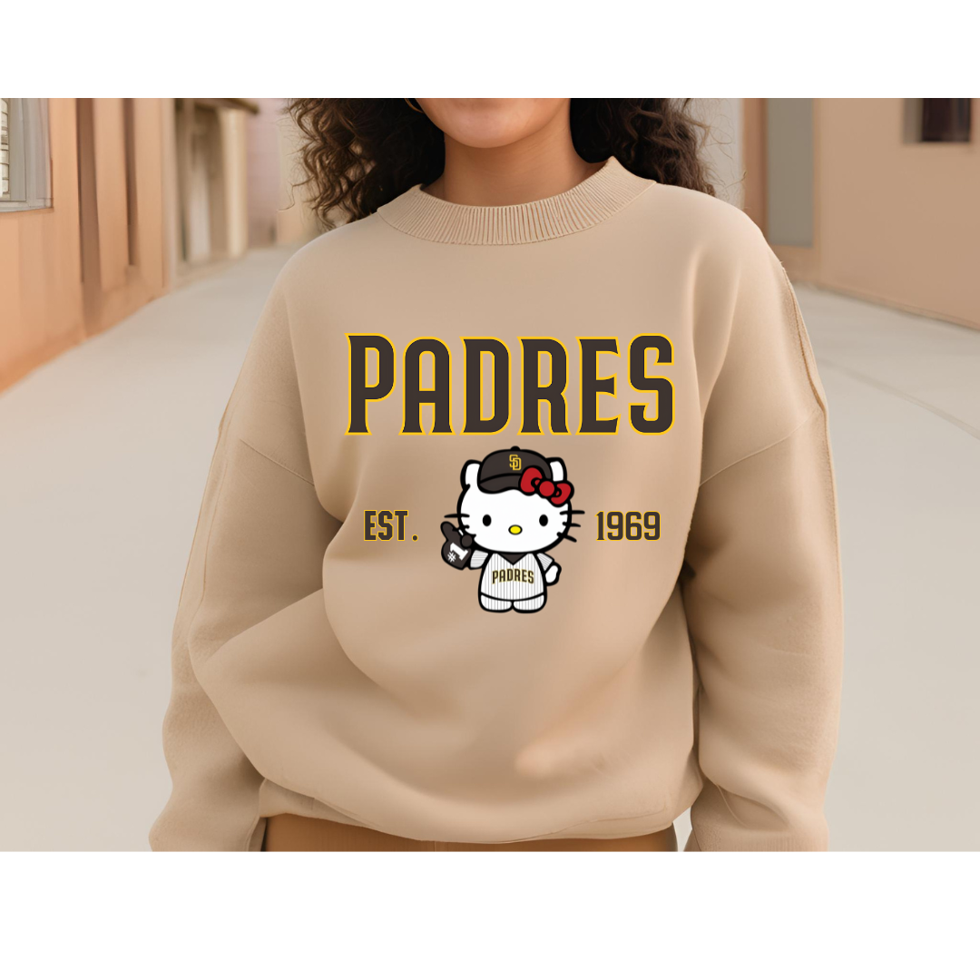 Padres Red Bow Kitty Shirt Printed Apparel