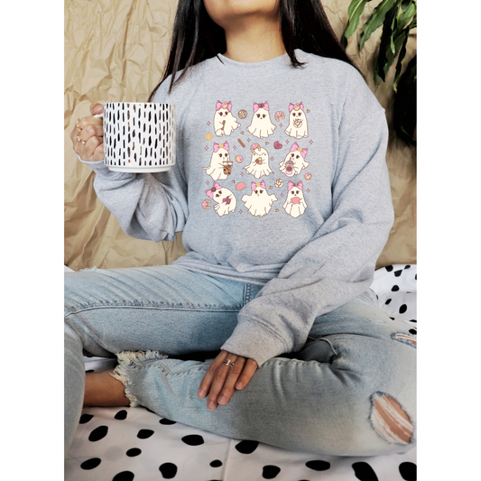 Cute Concha Ghosts Halloween Printed Crewneck