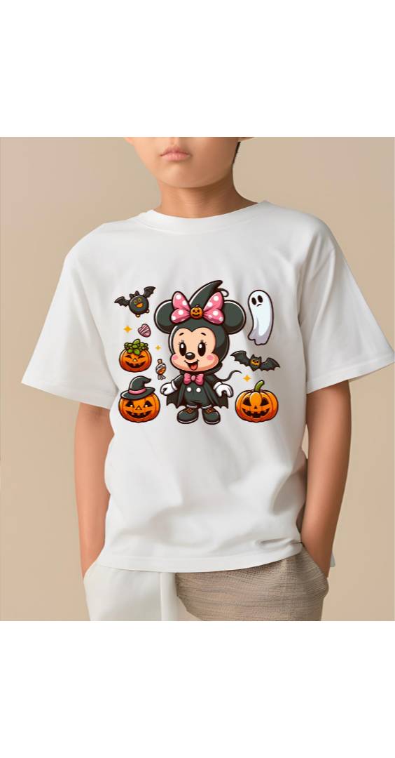 Youth Mouse girl halloween printed shirt